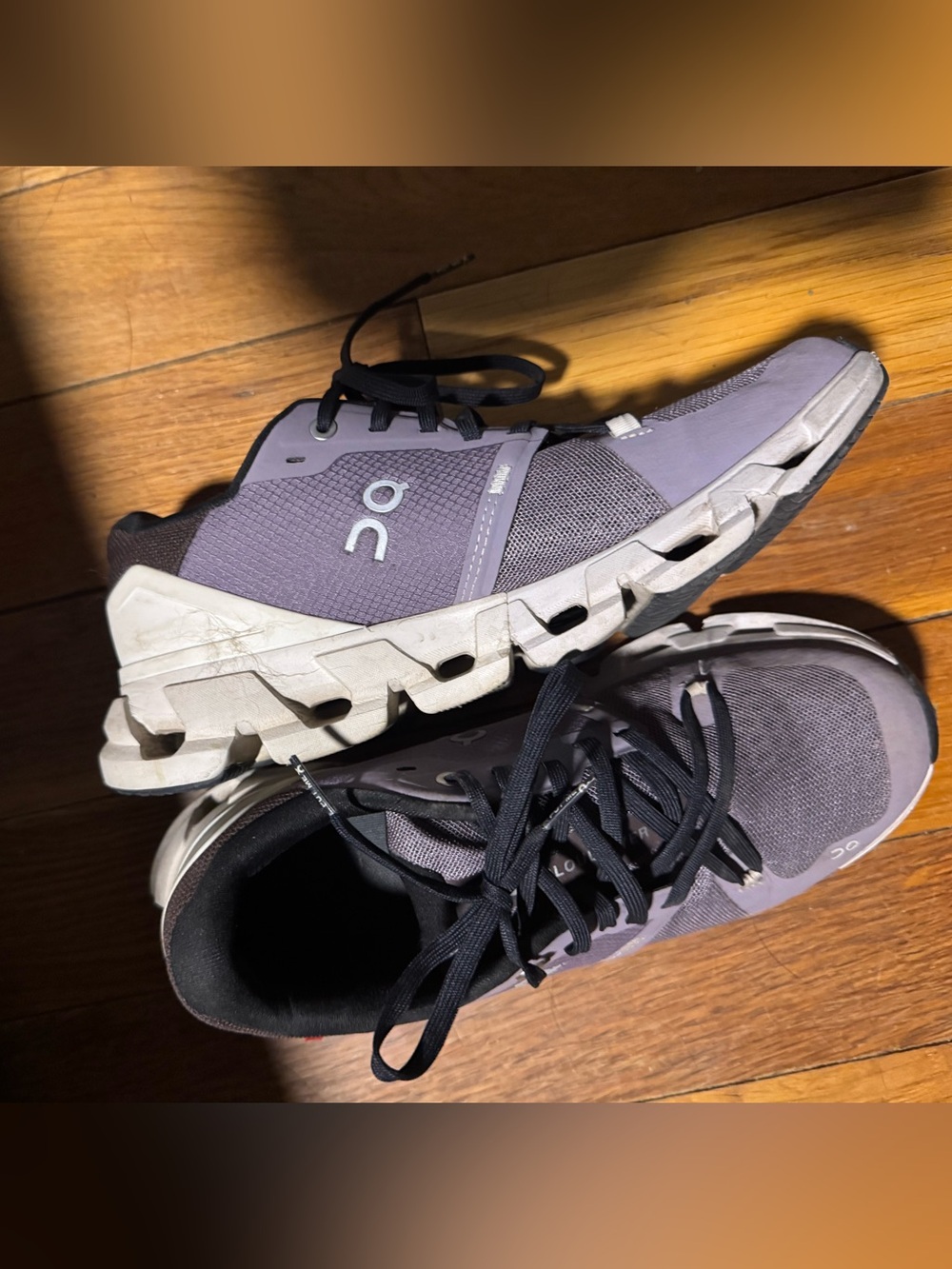 On Running Purple and White Women's Athletic Shoes